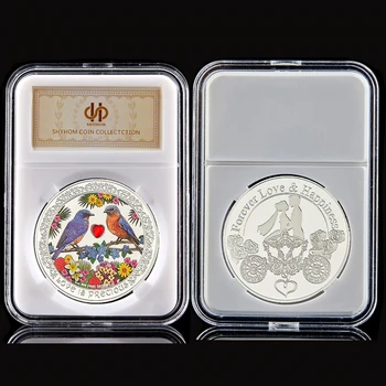  Dragostea e Prețioasă Câteva Păsări Fericire pentru Totdeauna Dragostea 1OZ Silver Placat cu Suveniruri Culoare Moneda de Colectie