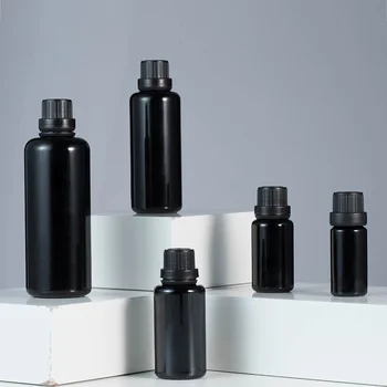  En-gros 10/15/30/50/100ml Euro Luminoase Sticlă Neagră Cosmetice Lichid Flacon Picurător cu Negru Anti-furt Capac DIY Ser Container