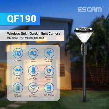  ESCAM QF190 Wireless 1080P Lampa de Gradina Camera IP PIR de Detectare a Corpului Uman Plin de Culoare Proiector Home Security Strada Monitor