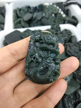  Excelent Pandantiv Amuleta Dragon Carven Zodiac Chinezesc Magic Mascota Binecuvânteze Talisman Sticla Verde Jad