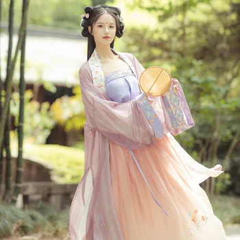  Fairy Chineză Tradițională Broderii Florale Dinastiei Tang Vechi Costum Femei Hanfu Rochie Dans Popular Festival de Utilaje DWY3938