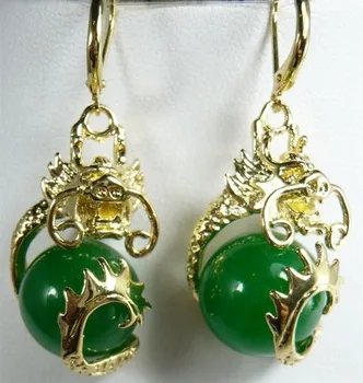  Fantezie 12mm verde jad dragon bine bijuterie cercei