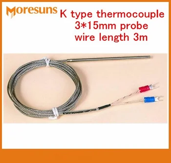  Fast Free Nava 5pcs/lot Tip K Termocuplu 3*15mm Sonda,lungime cablu 3m Cablu pentru Termocuplu