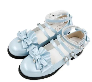  Fata Kawaii lolita dulce pantofi vintage lace zburli bowknot eleganta kawaii pantofi cap rotund femei pantofi loli cosplay