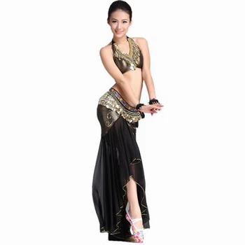  Femei Belly Dance Costum Costum de Primavara-Vara Dans Oriental Fusta de Performanță Costum Fusta coadă de pește Sutien Fusta Centura 3Pcs Seturi