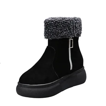  Femei de iarnă, Cizme de Pluș Cald Glezna Cizme de Zapada pentru Femei Pantofi de Moda cu Fermoar Cizme de Iarna pentru Femei Plus Dimensiune