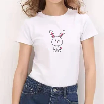  Femeile Iepure Tipărite 90 tricou Vintage Amuzant Desene animate de Animale Tricou de Moda de Top Teuri de sex Feminin Topuri Tricouri