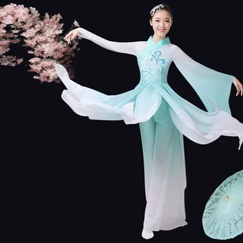  Femeile Moderne Fan Chinez Dans Costum De Sex Feminin Umbrela Imbracaminte Doamna Eleganta Performanță Etapă Național De Dans Tinuta Yangko 90