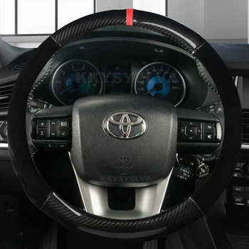 Fibra De Carbon De Mașină Din Piele Capac Volan Pentru Toyota Fortuner 2016-2019 2021 Hilux 2015-2019 2020 2022 Accesorii Auto