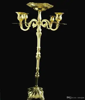  Floare placat cu aur castron incluse stick de lumânare podea, candelabre 83cm inaltime metal suport de lumanare de nunta candelabru