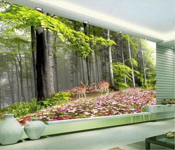  Foto personalizat cameră 3d tapet Non-țesute și mătase Pădurea minunilor flori și elan picturi murale 3d tapet pentru pereți 3 d