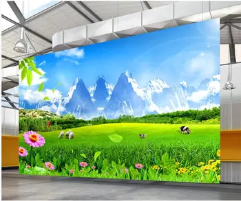 Foto personalizat tapet 3d Frumoase pășuni flori bovine și ovine cameră decor acasă 3d pictura murala de perete tapet pentru camera de zi