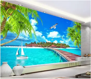  Foto personalizat tapet 3d Maldive plaja copac de nucă de cocos Egee TV de perete de fundal de decor acasă living tapet pentru pereți 3 d