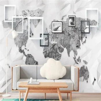  Fotografie 3D de Hârtie de Perete Coaja de Mesteacan Textura Tapet Personalizat Modern Minimalist în Alb și Negru Hartă Home Decor Mural Decor Dormitor
