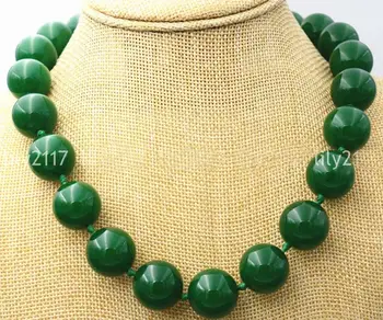  Frumoasa bijuterie VERDE 18mm jade Colier Șirag de mărgele 18