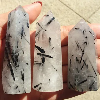  Frumoase naturale turmalina neagra punctul de cristal de cuarț pilon coloana reiki de vindecare de pietre naturale pandantiv și min 1buc