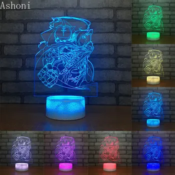  Fullmetal Alchemist Edward Elric 3D Masă Lampă de Control Tactil 7 Culori Schimbare Acrilice Lumina de Noapte USB Decorative Cadouri pentru Copii