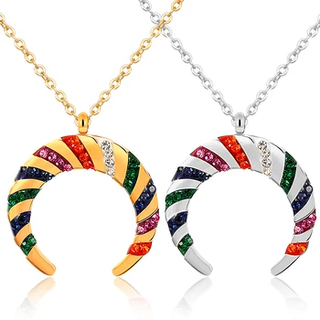  FYSARA Colorate Stras Pandantiv Colier Pentru Femei din Oțel Inoxidabil Clavicula Cravată Coliere de Aur de Culoare Declarație de Bijuterii