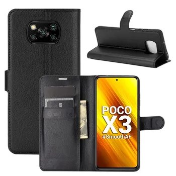  Garda De Poco X3 NFC Caz Flip Cazuri Poco X3 X3 NFC Pe Piele Stand Acoperă Cu Titularul Cardului Saver Pentru Xiaomi Poco X3 Protecție