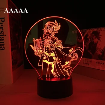  Genshin Impact Lampa Acrilice LED Lumina de Noapte Venti Figura Joc 3D Lumină de Control de la Distanță de Masă Lampă cu LED-uri cel Mai bun Cadou de Noapte