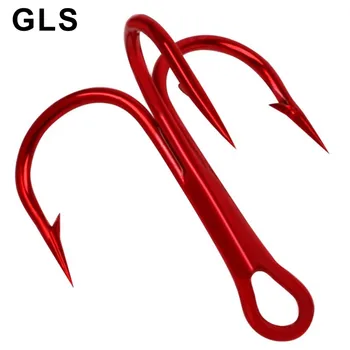  GLS brand 100 buc / punga cu cârlig de pește roșu oțel carbon de înaltă trei cârlige de pescuit livrările au ghimpată ancore