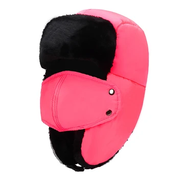  Iarna Cald Earflap Pălării Plus de Catifea Groasă Capac Eșarfă pentru Femei Zăpadă Pălărie Cu Fack Masca de Protecție Vânt Oamenii Lei Feng Capac
