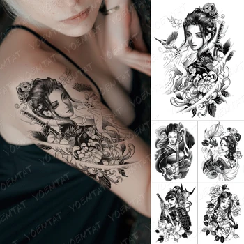  Impermeabil Tatuaj Temporar Autocolant Kimono Frumusete Războinic Bird Flash Tatuaje Japoneze Schița Corpului De Artă Brațul False, Tatuaj Femei Bărbați