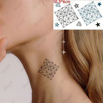  Impermeabil Tatuaj Temporar Autocolant Stele Cub Rubik cu Diamante Vechi de Școală Întuneric Sexy Flash Tatuaj pe Încheietura Gâtului False, Tatuaj Femei Bărbați