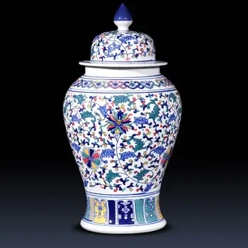  Jingdezhen Ceramică lucrate Manual din Portelan Alb Și Albastru Templu Borcan Vaza Ornamente Nou Chinezesc Living Ornamente din porțelan borcan