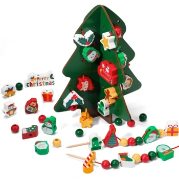 Jucarii Din Lemn De Brad De Crăciun Rochie De Până Joc Bloc De Filetat Stivuire Montessori Educația Timpurie Jucărie Cadou De Crăciun Pentru Copii