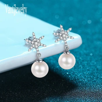 La modă Perla Naturala Moissanite Cercei Sterling S925 Argint Trece Diamant de Testare pentru Femei Logodna Bijuterii de Nunta Cadou
