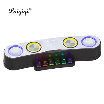  Layiqi desktop joc de colorat difuzor bluetooth cu buton mecanic tastatura LED computer audio stereo subwoofer 10W 3D