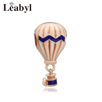  Leabyl Clasic Romantic Rose de Aur & Culoare Albastru Inchis Email cu Aer Cald Balon Charm Pandantiv pentru Femei Brățară Colier Face