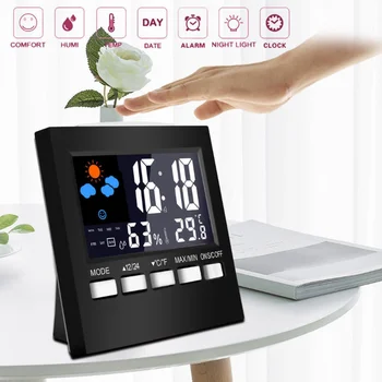  LED Ceas cu Alarmă Ceas Digital Vreme Termometru Temperatura Birou de Timp Data de LED-uri de Afișare Calendar Higrometru Umiditate Zile