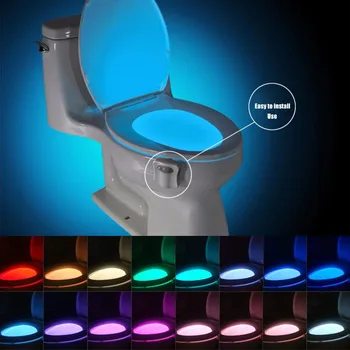  LED Toaletă Lumina Senzor de Mișcare PIR 8 Culori Toaletă Lumina de Noapte rezistent la apa WC de Fundal Pentru WC CONDUS Luminaria Lampa en-Gros