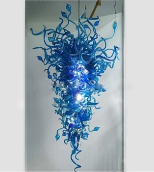  LED-uri moderne Forma de Floare de Culoare Albastră Mână cu sufletul la gură Sticla de Murano italiană Stil Candelabru