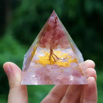  Lucrate Manual de înaltă calitate de Cristal roz Pomul Vieții Orgon Piramida de Piatra naturala de Vindecare Piramida Joasa Rășină Ornamente Bijuterii