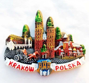  Lucrate manual, Pictate Creativ Orasul polonez Cracovia 3D Magneți de Frigider Turism, magazin de Suveniruri Frigider Autocolante Magnetice Cadou