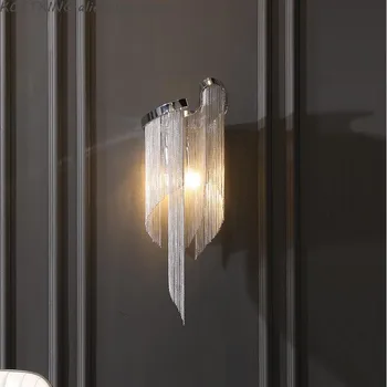  Lumină moderne de lux aluminiu lanț living lampă de perete creative dormitor lampă de noptieră Nordic cameră simplă de hotel villa sala lumină