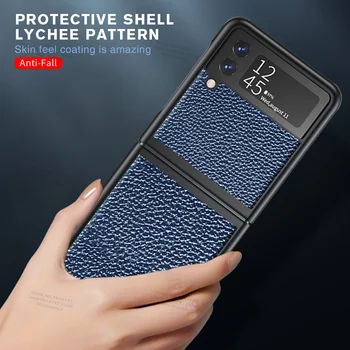  lychee Piele model de Telefon Acoperă Pentru Samsung Galaxy Z Flip3 5G la șocuri cazuri pentru galaxy z flip 3 5g 6.7 inch shell fundas