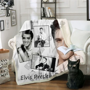  Mai nou cântăreț Elvis Patch-uri de Proiectare Pătură Pluș Imprimate 3d pentru Adulti Canapea Sherpa Fleece Blanket Wrap Pătură Microfibră 010