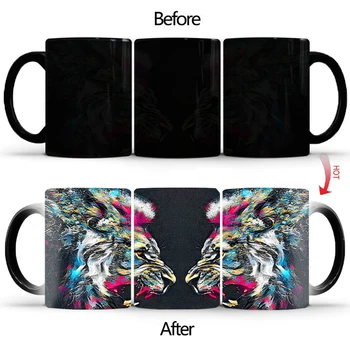  Mai nou design de Culoare tigru cana de cafea de căldură de schimbare a Culorii ceașcă de ceai BSKT-235 Magic Cana Cani Ceramice cadou