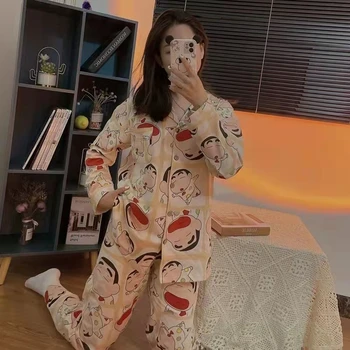  Maneca Lunga, Pijamale Toamna Pantaloni Costum De Imprimare De Desene Animate Moda Pyjama Set De Mari Dimensiuni De Îmbrăcăminte De Noapte Servicii La Domiciliu