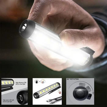  Medicale de mici dimensiuni, Lanterna Lumina de Lucru Mini-USB cu LED-uri Reincarcabila Magnet Lampă de Buzunar 90° Rotativ Felinar Camping în aer liber de Iluminat