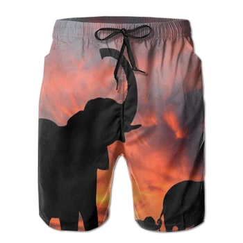  Mens De Pantaloni Scurți De Înot, Costume De Baie Elefanți În Serengeti Bărbați Trunchiuri De Costume De Baie Plaja Purta Pantaloni Scurti Bermude Boardshorts