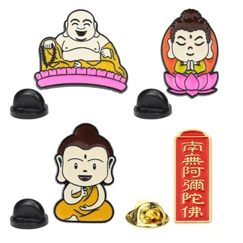  Metal Emailat Ace Buddha Brosa Maitreya Buddha Floare De Lotus Meditație Sutra Drăguț Insigna Colecție De Artă Îmbrăcăminte Pin Broșe