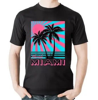  Miami Beach Tricou Florida Miami Palmieri Unisex, O-Neck Bumbac Tricou Barbati CasualHigh Calitate De Imprimare T Tricoul Dropshipping