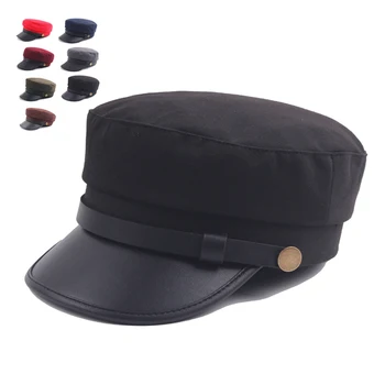 Militar Pălărie De Iarnă Tricotate Capac Plat Pălării De Top Pentru Femei, Negru, Gri Masculin Feminin Casquette Militaire Gorra Plana Pălărie