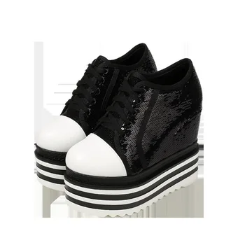  Moda negru Platforma cu Toc Pană Glezna Cizme de Toamna Si Iarna pentru Femei Botine Pantofi