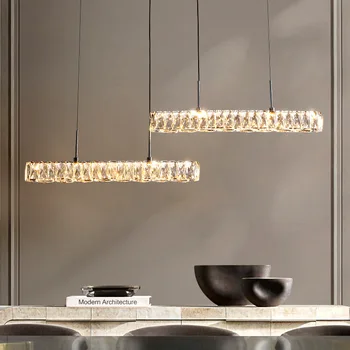  Moderne de Lux Candelabru de Cristal pentru Sala de Mese Bucatarie Insula Argintiu, Pandantiv cu LED-uri Lampa de Suspensie Bare de Decor corp de Iluminat